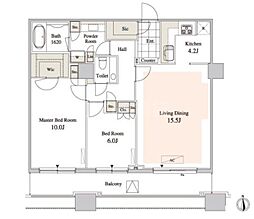 タワーコート北品川 36階2LDKの間取り