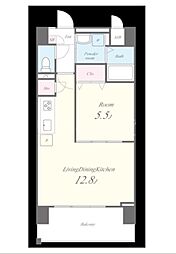 エリヴィエール 6階1LDKの間取り