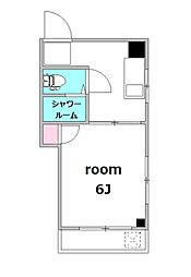 コーポ7000 1階1Kの間取り