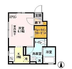 ディアコート 1階1Kの間取り