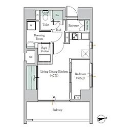 ONE ROOF FLAT TOGOSHI 10階ワンルームの間取り