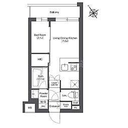 コンフォリア不動前 2階1DKの間取り