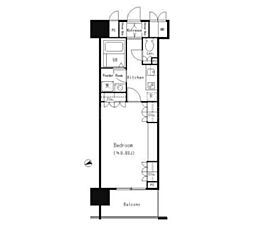 アーレア戸越公園 11階1Kの間取り