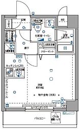 パティーナ京急蒲田 2階ワンルームの間取り