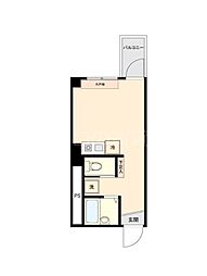 ウエストインパート3 5階ワンルームの間取り