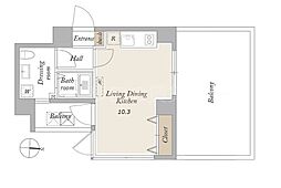 グランカーサ馬込II 6階ワンルームの間取り