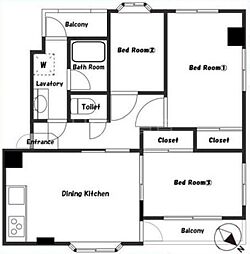 ユタカフォレスト大森 3階3DKの間取り