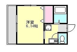 ローズガーデンI 1階1Kの間取り