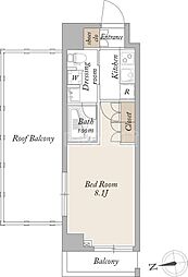 アジールコート武蔵新田 5階1Kの間取り