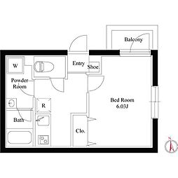 グランデュオ大森 5階1Kの間取り