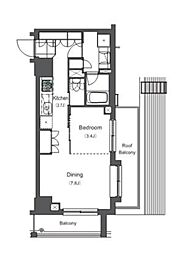 プライムアーバン長原上池台 7階1DKの間取り