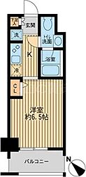 KDXレジデンス多摩川 6階1Kの間取り