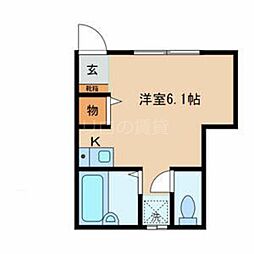 メゾン・ア・デュース 1階ワンルームの間取り