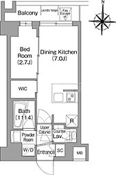 コンフォリア・リヴ品川戸越 4階1DKの間取り