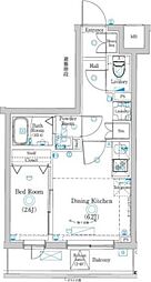 ラフィスタ品川戸越 1DKの間取図画像