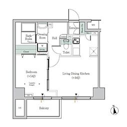 ONEROOFFLATTOGOSHI 1LDKの間取図画像