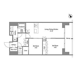シーズンフラッツ大森西 2LDKの間取図画像