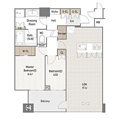 シティタワー大阪天満ザ・リバー&パークス 2LDKの間取図画像