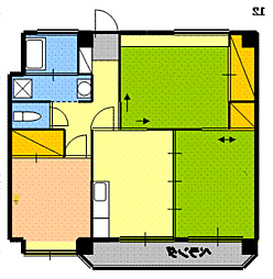 佐々木コーポ 3DKの間取図画像