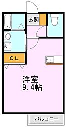 KURIMOTOアパート 1階ワンルームの間取り