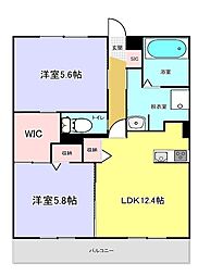 ラ・メールRTY 5階2LDKの間取り