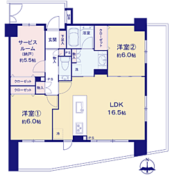 クレストフォルム上野グランステージ 2SLDKの間取図画像