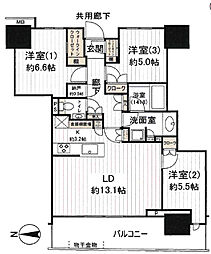 幕張ベイパークライズゲートタワー 3LDKの間取図画像