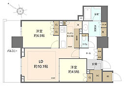 ブランズタワー豊洲 2LDKの間取図画像