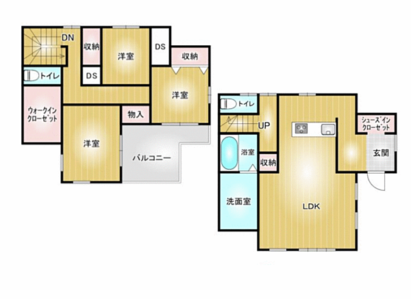【築6年の注文住宅使用の家】並列４台以上駐車可能。