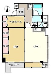 近鉄八戸ノ里ガーデンハイツ 1SLDKの間取図画像