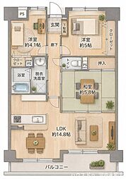 サンメゾン若江岩田 3LDKの間取図画像