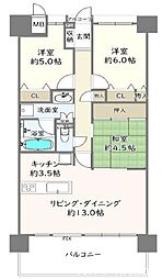 八尾北本町アーバンコンフォート 3LDKの間取図画像