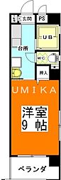JR山陽本線 岡山駅 徒歩20分の賃貸マンション 3階1Kの間取り