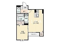 JR山陽本線 岡山駅 徒歩13分の賃貸アパート 1階1LDKの間取り