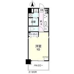 JR宇野線 大元駅 徒歩15分の賃貸マンション 8階1Kの間取り