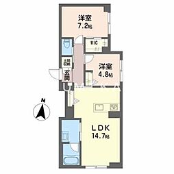 JR山陽本線 岡山駅 徒歩16分の賃貸マンション 1階2LDKの間取り
