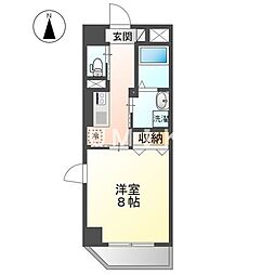 JR山陽本線 岡山駅 徒歩15分の賃貸マンション 4階1Kの間取り