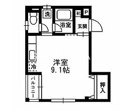 JR山陽本線 岡山駅 徒歩16分の賃貸マンション 2階1Kの間取り