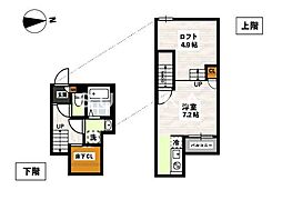JR山陽本線 高島駅 徒歩16分の賃貸アパート 1階1Kの間取り