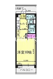 JR津山線 法界院駅 徒歩11分の賃貸マンション 3階1Kの間取り