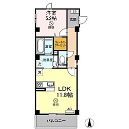 JR宇野線 大元駅 徒歩15分の賃貸マンション 4階1LDKの間取り