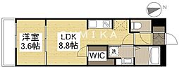 JR宇野線 大元駅 徒歩26分の賃貸マンション 3階1LDKの間取り