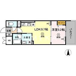 JR山陽本線 岡山駅 徒歩25分の賃貸マンション 6階1LDKの間取り