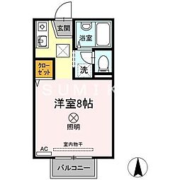 JR吉備線 大安寺駅 徒歩11分の賃貸アパート 1階ワンルームの間取り