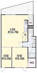 興和(株)岡山寮 2LDKの間取図画像