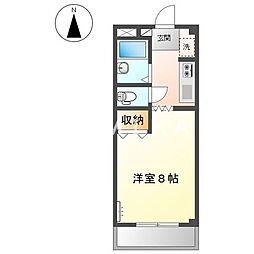 サンフィット国富 1Kの間取図画像