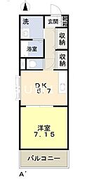 JR山陽本線 岡山駅 徒歩17分の賃貸マンション 4階1DKの間取り
