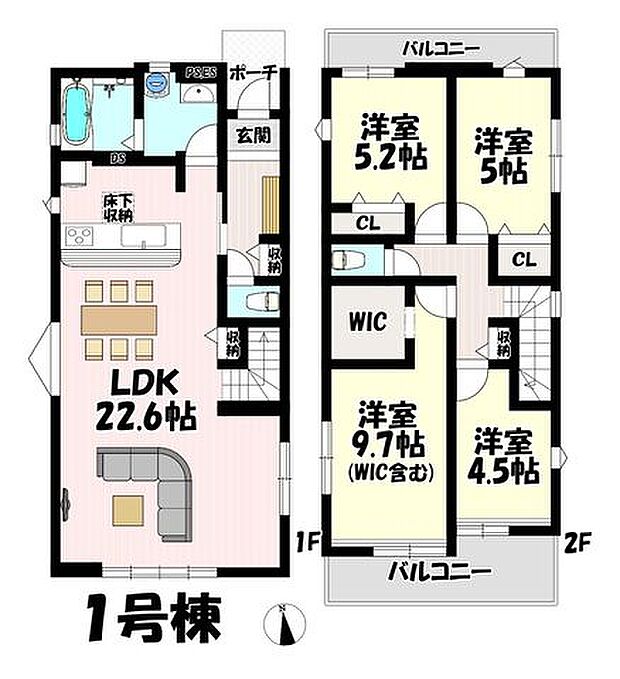 4LDK♪リビング22.6帖♪