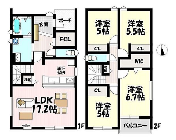 4LDK♪リビング17.2帖♪