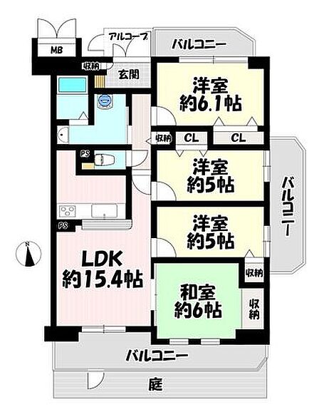 4LDK♪1階角部屋!専用庭付き!